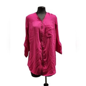 Speed Limit MPH 1X Women's Pink Zipper Front Back Blouse